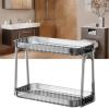 2 Tier Bathroom Countertop Organizer, Makeup Shelf Organizer Bathroom Counter Organizer Cosmetics Skincare Shelf Perfume Holder Double Layer Kitchen Spice Rack Detachable(Gray) view 3