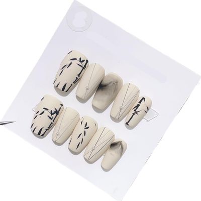 ZIIVIEVS Wearing hand-painted nail stickers, elegant and elegant, detachable nail patches, fake nails(M)