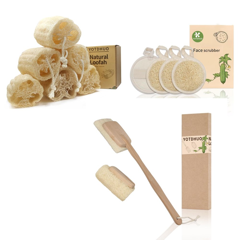 4.7 Natural Loofah(6pack) Back Brush(1pack) face Scrubber(4pack)