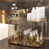 2 Tier Bathroom Countertop Organizer, Makeup Shelf Organizer Bathroom Counter Organizer Cosmetics Skincare Shelf Perfume Holder Double Layer Kitchen Spice Rack Detachable(Brown) view 2