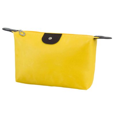 1Pc Womens Waterproof Nylon Makeup Bag - Large-Capacity Dumpling Shape Zipper Handbag, Travel-Friendly Cosmetic Storage Pouch for Girls on the Go, 18.5cm x 13cm (Yellow)
