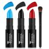 DAMUSI 3 Colors Face Body Paint Sticks for Skin Eye Black Baseball Softball Football Sticks with Brush,Suitable for Clown Cosplay Halloween Joker Vampire MakeupBlue/Black/Red Face Paint Sticks view 1