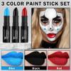 DAMUSI 3 Colors Face Body Paint Sticks for Skin Eye Black Baseball Softball Football Sticks with Brush,Suitable for Clown Cosplay Halloween Joker Vampire MakeupBlue/Black/Red Face Paint Sticks view 2