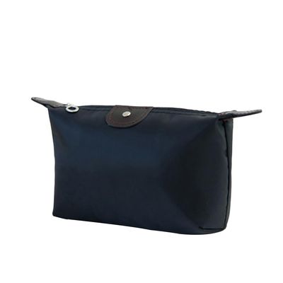1Pc Womens Waterproof Nylon Makeup Bag - Large-Capacity Dumpling Shape Zipper Handbag, Travel-Friendly Cosmetic Storage Pouch for Girls on the Go, 18.5cm x 13cm (Black)