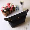 1Pc Womens Waterproof Nylon Makeup Bag - Large-Capacity Dumpling Shape Zipper Handbag, Travel-Friendly Cosmetic Storage Pouch for Girls on the Go, 18.5cm x 13cm (Black) view 2