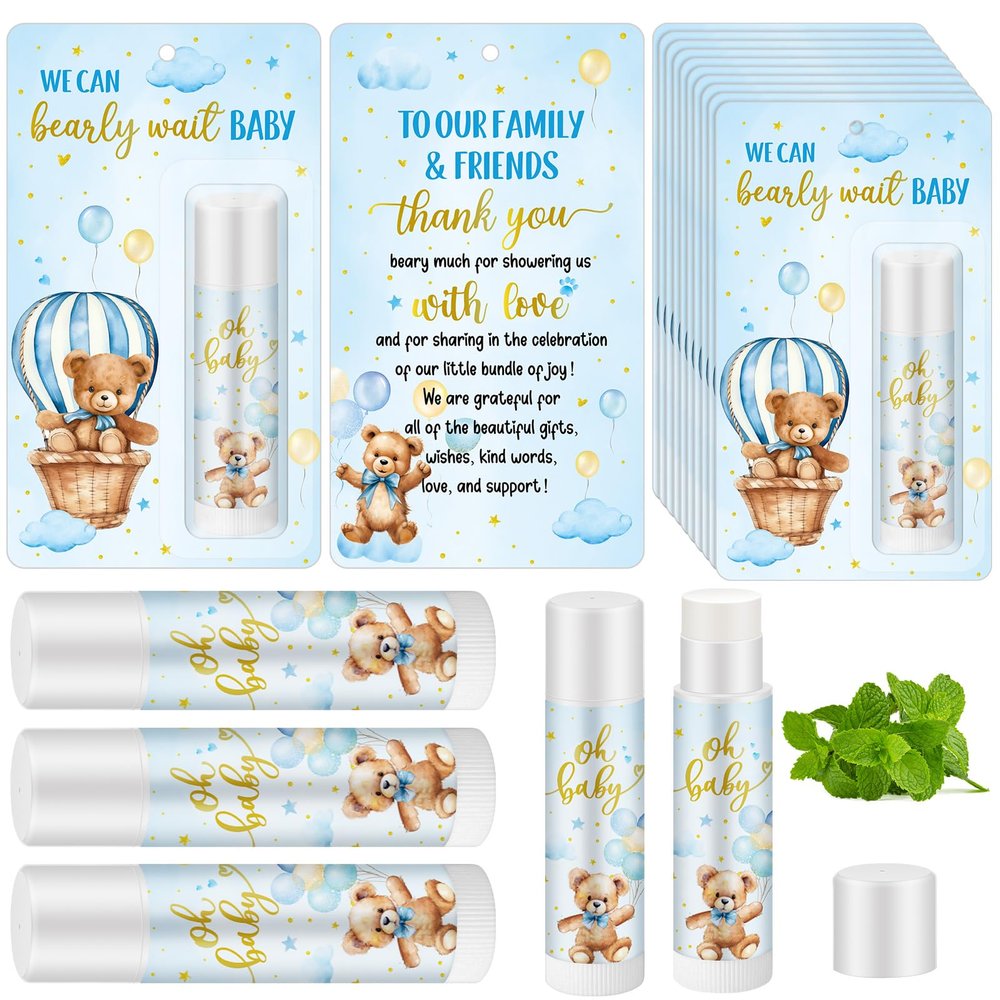 Dansib 50 Pack Bear themed Baby Shower Favor Baby Shower Lip Balm Party Gifts for Guest Games Prizes Friends Gender Reveal Girls Boys Halloween Thanksgiving Christmas