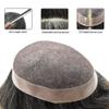 Mens Hairpieces 100% Human Hair Units for Man Mono Center Toupee for Men Breathable Monofilament NPU Man Wig for Thinning Hair 8"X10" #1B30 1B# OFF BLACK WITH 30% SYNTHETIC GREY view 3