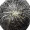 Mens Hairpieces 100% Human Hair Units for Man Mono Center Toupee for Men Breathable Monofilament NPU Man Wig for Thinning Hair 8"X10" #1B30 1B# OFF BLACK WITH 30% SYNTHETIC GREY view 4
