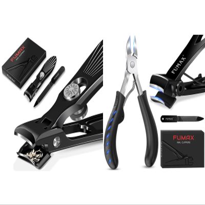Nail Clippers for Men with Catcher, Toenail Clippers for Seniors Thick Nails with 15mm Wide Jaw Opening, Heavy Duty Podiatrist Toe Nail Clippers for Ingrown Toenails, Professional Nail Clipper Set