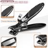 Nail Clippers for Men with Catcher, Toenail Clippers for Seniors Thick Nails with 15mm Wide Jaw Opening, Heavy Duty Podiatrist Toe Nail Clippers for Ingrown Toenails, Professional Nail Clipper Set view 3