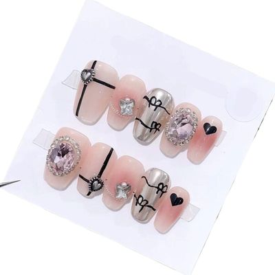 Handmade nail wearing Spice Girl Bowknot powder blusher nail remover nail wearing 10pcs(M)