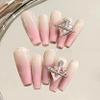 ZIIVIEVS Handmade wearing nails, pink gradient manicures, detachable fake nails, coffin shaped nails(S) view 2