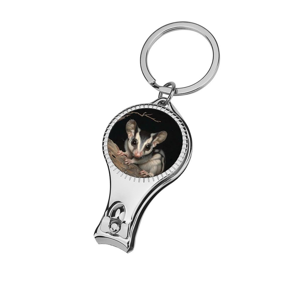 Australian Sugar Glider Nail Clipper Portable Metal Nail Cutter with Nail File with Keychain for Men Women