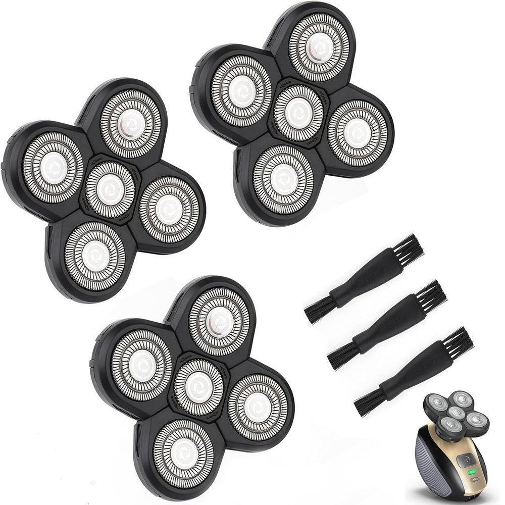 FREEDOM 3PCS Universal 5 Blades Shaver Replacement Heads Compatible with Freebird SHPAVVER Wyklaus Freedom shaver, for Most Major Brands, with Easy grooming Clean Brush Blade Cover