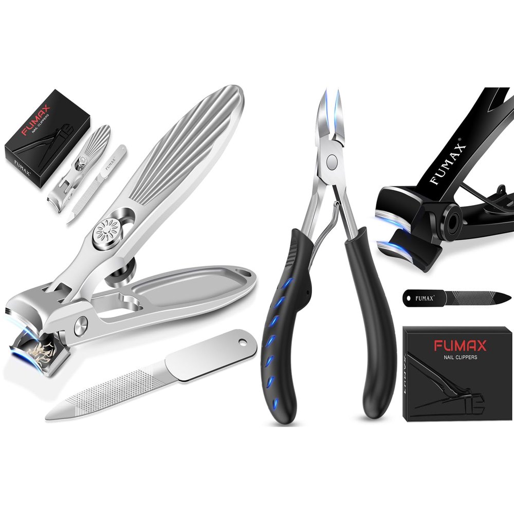 Nail Clippers for Men with Catcher, Toenail Clippers for Seniors Thick Nails with 15mm Wide Jaw Opening, Heavy Duty Podiatrist Toe Nail Clippers for Ingrown Toenails, Professional Nail Clipper Set