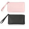 2 Pack Small Zipper Pouch Mini Makeup Bag for Purse Lipstick Cosmetic Travel Make Up Organizer for Women Essentials, Car Change Coin Holder 4.5 x 6.5 Clutch Stadium Approved Wristlet, Black Pink view 1