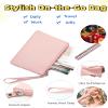 2 Pack Small Zipper Pouch Mini Makeup Bag for Purse Lipstick Cosmetic Travel Make Up Organizer for Women Essentials, Car Change Coin Holder 4.5 x 6.5 Clutch Stadium Approved Wristlet, Black Pink view 3