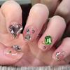 ZIIVIEVS Hand worn nails, summer colored gemstone nail art, detachable fake nails(L), 1 Count (Pack of 1) view 1
