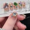 ZIIVIEVS Hand worn nails, summer colored gemstone nail art, detachable fake nails(L), 1 Count (Pack of 1) view 4