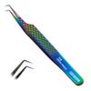 Curacoro Lash Tweezer - Professional & Precision Fiber Tip Grip Lash Tweezers for Eyelash Extensions, Multi Shapes & Purposes Tweezers for Volume, Isolation & Classic Lashes (Galaxy, The Good Angle) view 1