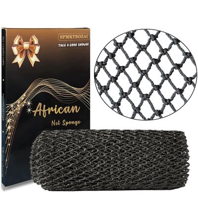 SPMKTBOZAI African Net Sponge Authentic, African Exfoliating Sponge Real African Net Black Owned, African Bath Sponge Back Scrubber, Body Exfoliator Shower Bath Accessories (Black)