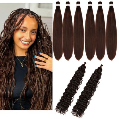 Brown Braiding Hair Pre stretched for Boho Braids Boho Braiding Hair with Boho Curls