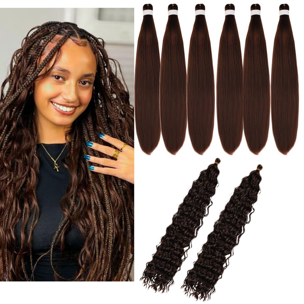 Brown Braiding Hair Pre stretched for Boho Braids Boho Braiding Hair with Boho Curls