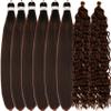 Brown Braiding Hair Pre stretched for Boho Braids Boho Braiding Hair with Boho Curls view 2