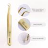 Curacoro Lash Tweezer - Professional & Precision Fiber Tip Grip Lash Tweezers for Eyelash Extensions, Multi Shapes & Purposes Tweezers for Volume, Isolation & Classic Lashes (Gold, The Good Angle) view 2