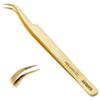 Curacoro Lash Tweezer - Professional & Precision Fiber Tip Grip Lash Tweezers for Eyelash Extensions, Multi Shapes & Purposes Tweezers for Volume, Isolation & Classic Lashes (Gold, Fan-lash-tic) view 1