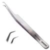 Curacoro Lash Tweezer - Professional & Precision Fiber Tip Grip Lash Tweezers for Eyelash Extensions, Multi Shapes & Purposes Tweezers for Volume, Isolation & Classic Lashes (Silver, Only Fan) view 1
