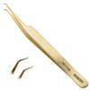 Curacoro Lash Tweezer - Professional & Precision Fiber Tip Grip Lash Tweezers for Eyelash Extensions, Multi Shapes & Purposes Tweezers for Volume, Isolation & Classic Lashes (Gold, Only Fan) view 1