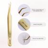 Curacoro Lash Tweezer - Professional & Precision Fiber Tip Grip Lash Tweezers for Eyelash Extensions, Multi Shapes & Purposes Tweezers for Volume, Isolation & Classic Lashes (Gold, Only Fan) view 2