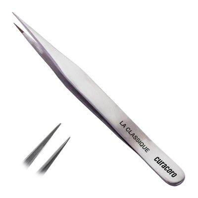 Curacoro Lash Tweezer - Professional & Precision Fiber Tip Grip Lash Tweezers for Eyelash Extensions, Multi Shapes & Purposes Tweezers for Volume, Isolation & Classic Lashes (Silver, La Classique)
