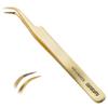 Curacoro Lash Tweezer - Professional & Precision Fiber Tip Grip Lash Tweezers for Eyelash Extensions, Multi Shapes & Purposes Tweezers for Volume, Isolation & Classic Lashes (Gold, Volumizer) view 1