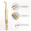 Curacoro Lash Tweezer - Professional & Precision Fiber Tip Grip Lash Tweezers for Eyelash Extensions, Multi Shapes & Purposes Tweezers for Volume, Isolation & Classic Lashes (Gold, Volumizer) view 2