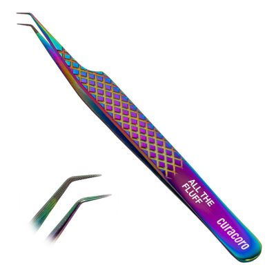 Curacoro Lash Tweezer - Professional & Precision Fiber Tip Grip Lash Tweezers for Eyelash Extensions, Multi Shapes & Purposes Tweezers for Volume, Isolation & Classic Lashes (Galaxy, All The Fluff)