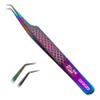 Curacoro Lash Tweezer - Professional & Precision Fiber Tip Grip Lash Tweezers for Eyelash Extensions, Multi Shapes & Purposes Tweezers for Volume, Isolation & Classic Lashes (Galaxy, All The Fluff) view 1
