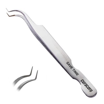 Curacoro Lash Tweezer - Professional & Precision Fiber Tip Grip Lash Tweezers for Eyelash Extensions, Multi Shapes & Purposes Tweezers for Volume, Isolation & Classic Lashes (Silver, Save Time)