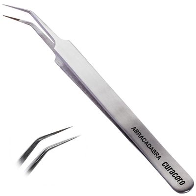 Curacoro Lash Tweezer - Professional & Precision Fiber Tip Grip Lash Tweezers for Eyelash Extensions, Multi Shapes & Purposes Tweezers for Volume, Isolation & Classic Lashes (Silver, Abracadabra)