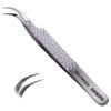Curacoro Lash Tweezer - Professional & Precision Fiber Tip Grip Lash Tweezers for Eyelash Extensions, Multi Shapes & Purposes Tweezers for Volume, Isolation & Classic Lashes (Silver, Volumizer) view 1