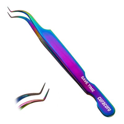 Curacoro Lash Tweezer - Professional & Precision Fiber Tip Grip Lash Tweezers for Eyelash Extensions, Multi Shapes & Purposes Tweezers for Volume, Isolation & Classic Lashes (Galaxy, Save Time)