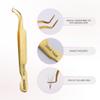 Curacoro Lash Tweezer - Professional & Precision Fiber Tip Grip Lash Tweezers for Eyelash Extensions, Multi Shapes & Purposes Tweezers for Volume, Isolation & Classic Lashes (Gold, Save Time) view 2
