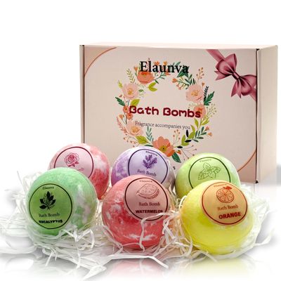 Elaunva Bath Bombs Set,100g*6pcs with Lavender/Peppermint/Orange/Eucalyptus/Rose/Watermelon,Perfect for Bubble Spa,Handmade Birthday Gifts Sets for Her/Him/Wife/Girlfriend,New Year Gift (PINK-6PCS)