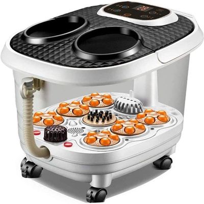 aiqiua Foot Spa Foot Bath Massager with Heat & 6 Motorized Massage Rollers, Adjustable Time & Temperature, O2 Bubbles, Rotating Pedicure Stone for Relieve Foot Pressure