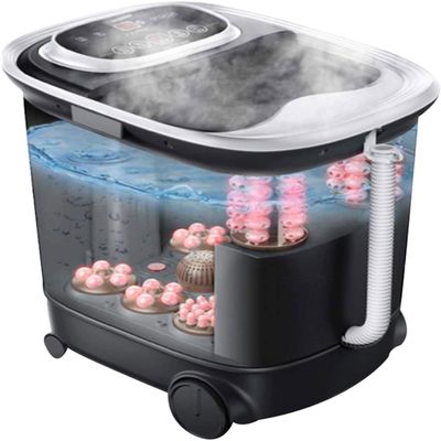 aiqiua 3-in-1 Foot Spa Bath Massager with Heat Bubbles, Heated Foot Bath Tub, 8D Massage Rollers, Digital Temperature Control, Home Use