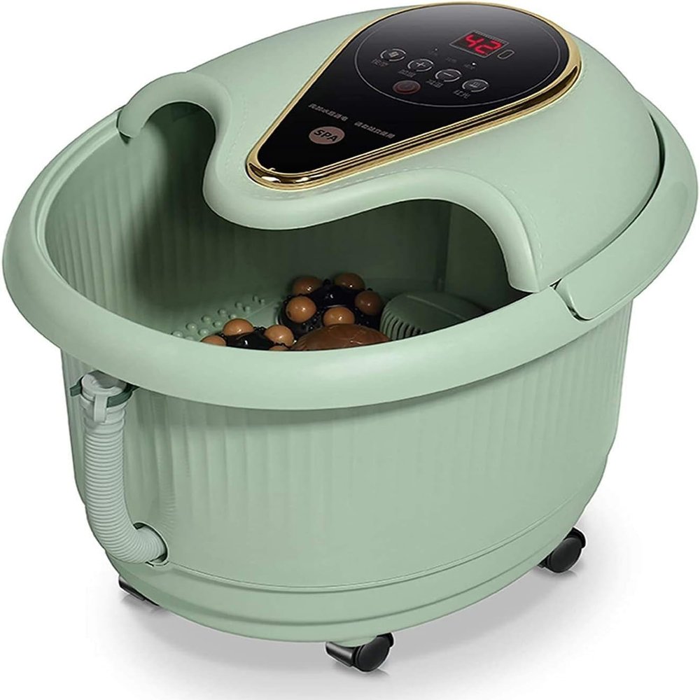 aiqiua Foot Spa Massager, Heated Foot Bath with 6 Massaging Rollers, Adjustable Temperature, Fumigation and Soaking Foot Bath Over The Calf | Red Light Heating | Time Setting | Household Thermostatic