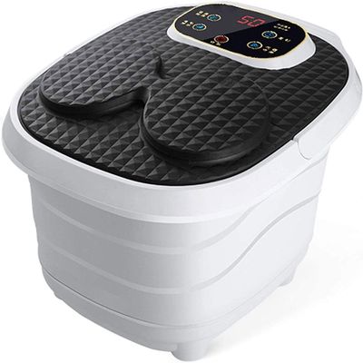 aiqiua Foot Spa Bath Massager with Heat Bubbles, 6 Massage Rollers, Time & Temprature Control, Foot Soak for Tired Feet Stress Relief Home Use, Large Size for Soaking Feet