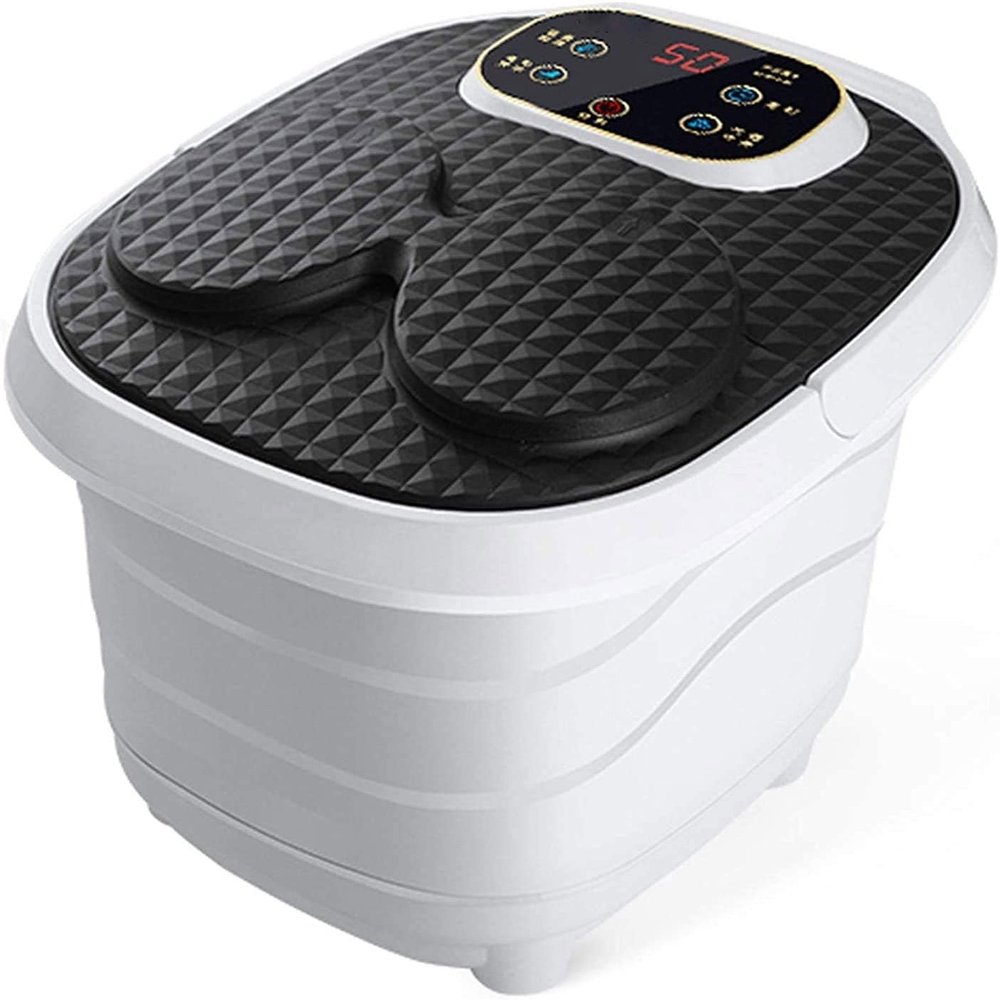 aiqiua Foot Spa Bath Massager with Heat Bubbles, 6 Massage Rollers, Time & Temprature Control, Foot Soak for Tired Feet Stress Relief Home Use, Large Size for Soaking Feet