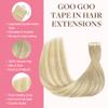GOO GOO Tape in Hair Extensions Human Hair, 18ET90A Natural Blonde Balayage, 14inch 25g 10pcs, Skin Weft Seamless Invisible, Silky Straight with Thick Ends, Remy Human Hair view 4